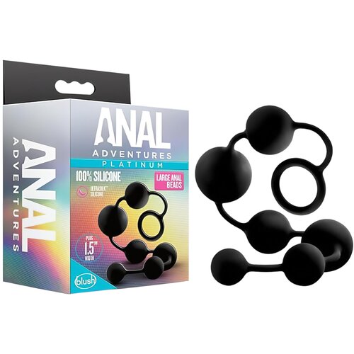 Blush Anal Adventures Platinum Silicone Anal Beads Large Black Cene