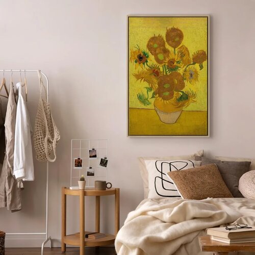  Slika - Vincent van Gogh &amp;ndash; Still Life: Vase With Fifteen Sunflowers 40x60 U prirodnom drvenom okviru Slike