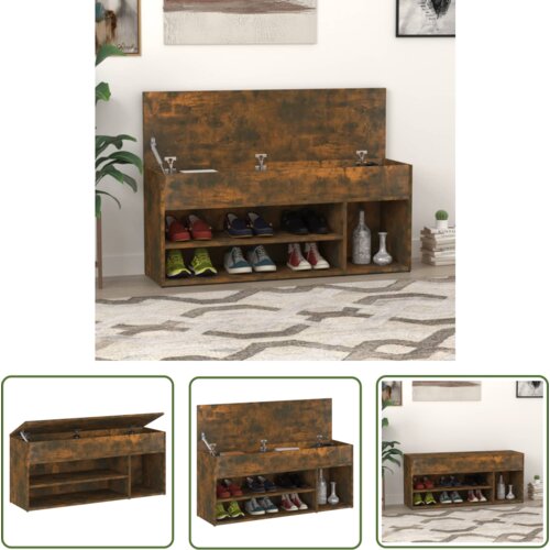The Living Store Klop za čevlje dimljeni hrast 105x30x45 cm konstruiran les - Klop Za Čevlje, (21744595) Cene