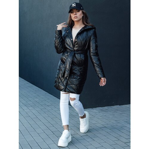 DStreet Women's quilted long jacket with hood PAUL black Cene