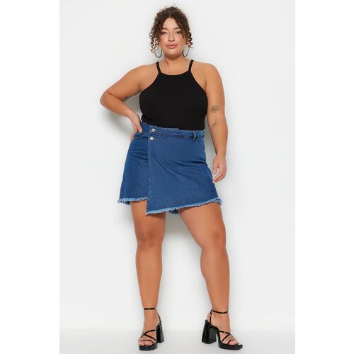 Trendyol Curve Plus Size Shorts & Bermuda - Blue - Normal Waist Cene