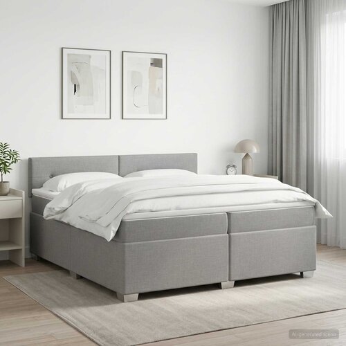  Boxspring krevet s madracem Svjetlosiva 200 x 200 cm Tkanina Cijene