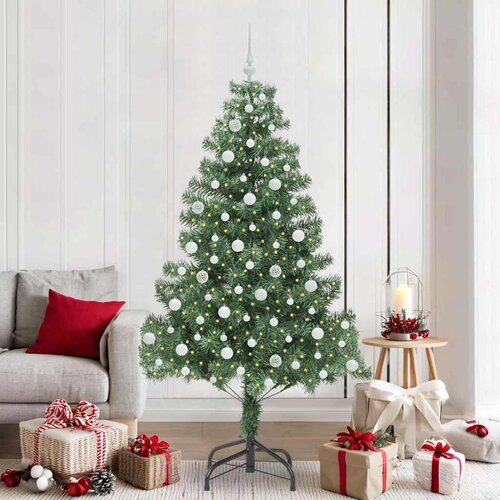 vidaXL Božično drevo med 300 LED z stojalom Zelena 210 cm PVC Cene