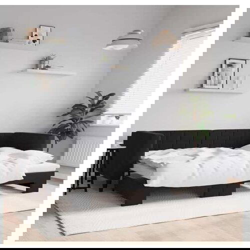 VidaXL Izvlečna dnevna postelja črna 90x190 cm žamet Slike