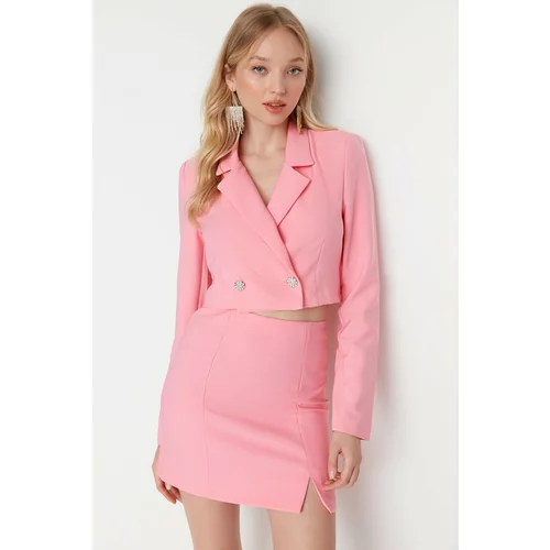 Trendyol Pink Stone Button Detailed Jacket