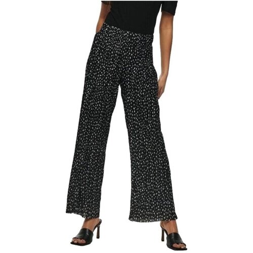 Only Elema Pleated Trousers - Black Mini Flower Crna Slike