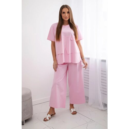 Kesi Set of new punto blouse + trousers light pink Cijene