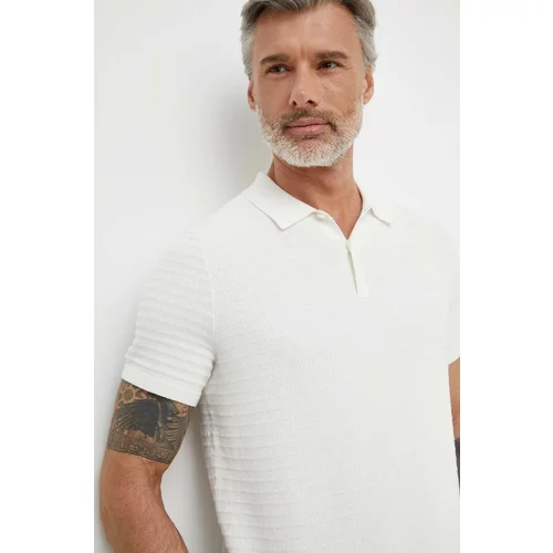 Michael Kors Polo majica s primjesom svile boja: bež, bez uzorka