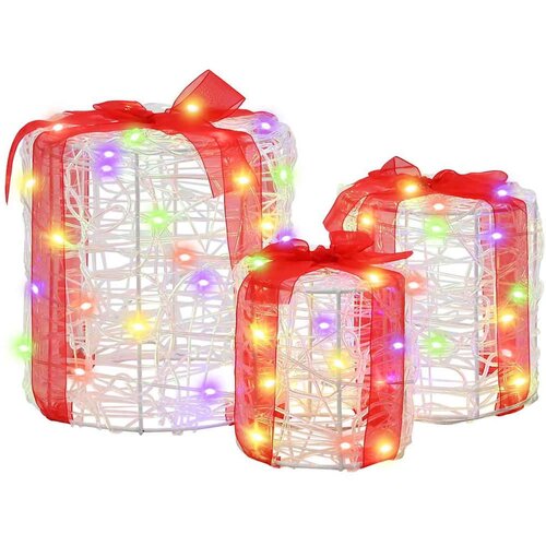 VidaXL Dekoracija Darilne &amp;Scaron;katle 3 pcs barvito 20 x 20 x 21 cm Akril Slike