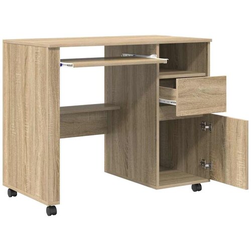  Stol s kotačićima s ladicama Sonoma hrast 91 x 50 x 77 cm Slike