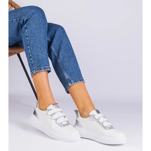 Gemre White women's velcro sneakers with glitter Kasabella Cijene