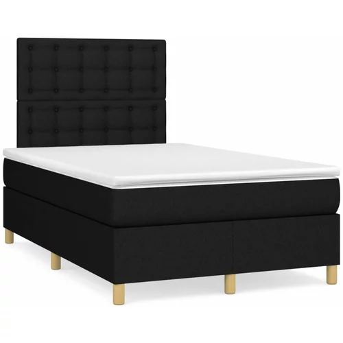 vidaXL Box spring postelja z vzmetnico črna 120x190 cm blago