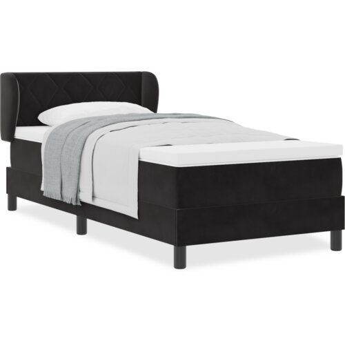 VidaXL poljni krevet s madracem crna 90x200 cm bar&amp;scaron;un Slike