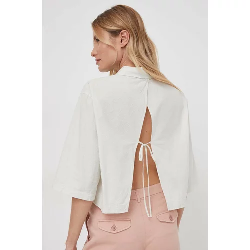 Calvin Klein Jeans Pamučna košulja za žene, boja: siva, relaxed, s klasičnim ovratnikom