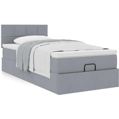  Okvir kreveta s madraca svijetlosivi 100x200 cm od tkanine Slike