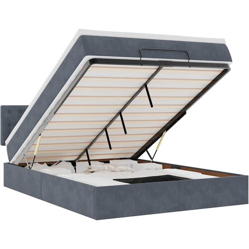 vidaXL Otomanski krevet s madracem&LED tamnosivi 140x190 cm baršunasti Cene