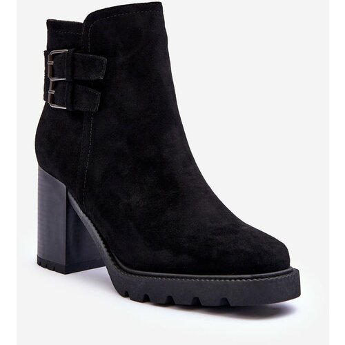 Kesi Leather heeled shoes black makeline Slike