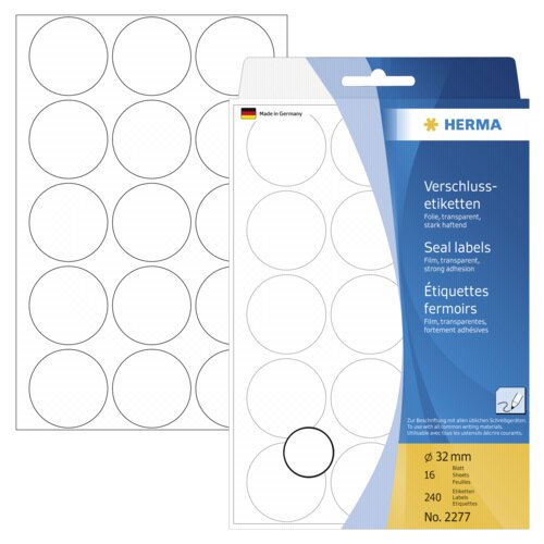 Herma Seal Labels transparent 32 16 Sheets 111x170 240 pcs. 2277 Slike