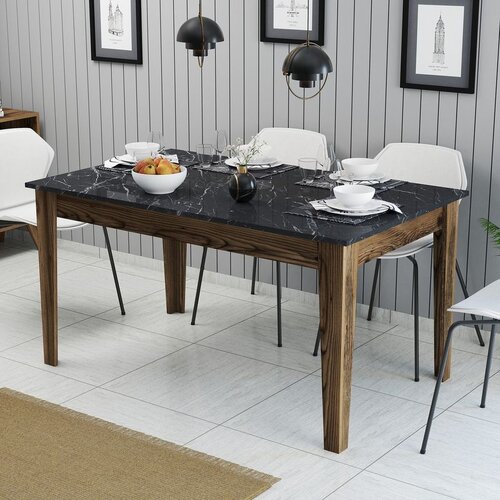 Hanah home Milan 518 - Walnut, Black WalnutBlack Dining Table Cene