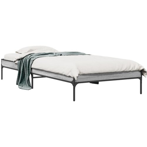  The Living Store Posteljni okvir siva sonoma 100x200 cm inž. les in kovina - Posteljni Okvir, (21526514) Cene
