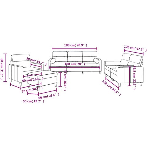  4-dijelni set sofa s jastucima smeđesivi od tkanine Slike
