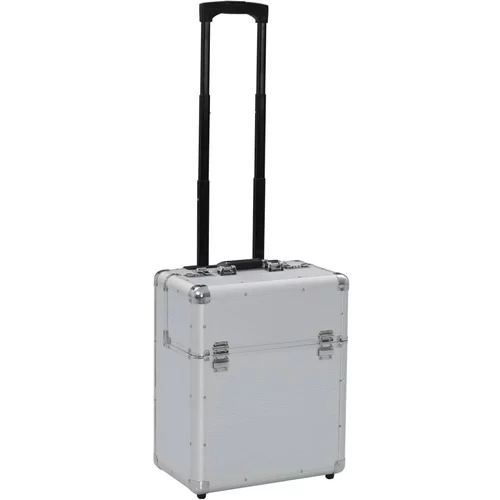vidaXL Pilotski kovček 39x47x25 cm srebrn aluminij