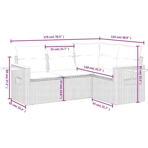 VidaXL 4-dijelni set vrtnih sofa s jastucima bež od poliratana Slike