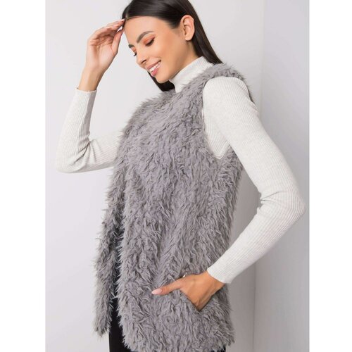 Fashionhunters Dark gray fur vest Cene