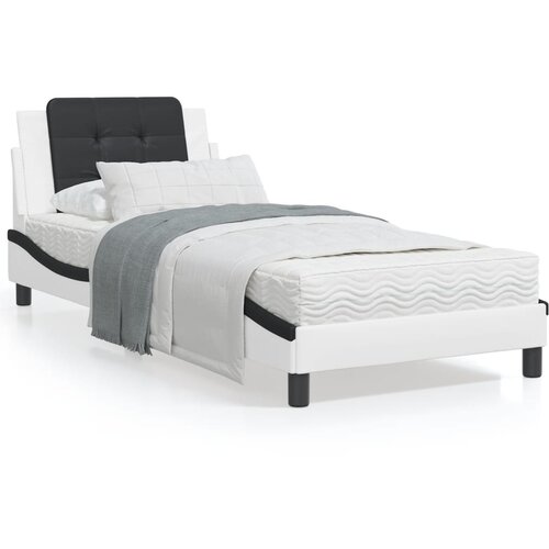 vidaXL Okvir kreveta s LED svjetlom bijelo-crni 90x200 cm umjetna koža Cene