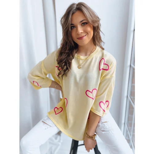 DStreet Sweter damski SWEET HEART cytrynowy