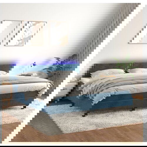 vidaXL Krevet box spring s madracem LED tamnoplavi 160x200 cm baršun Cene