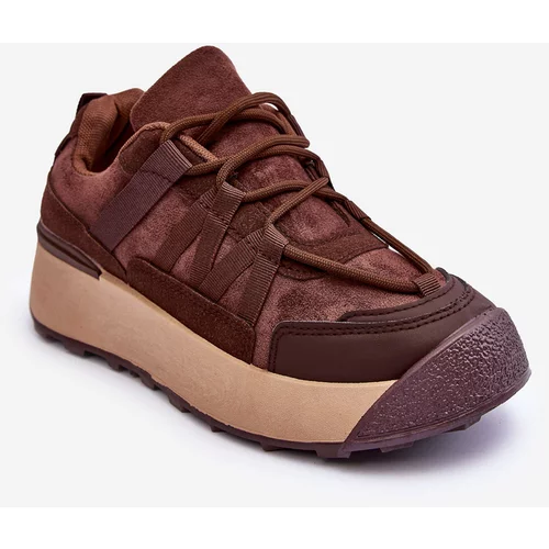 Kesi Women's suede sports shoes on the Brown Rohan platform