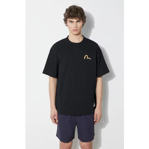 Evisu Pamučna majica Seagull Print + Kamon Appliqué Tee za muškarce, boja: crna, bez uzorka, 2ESHTM4TS7093