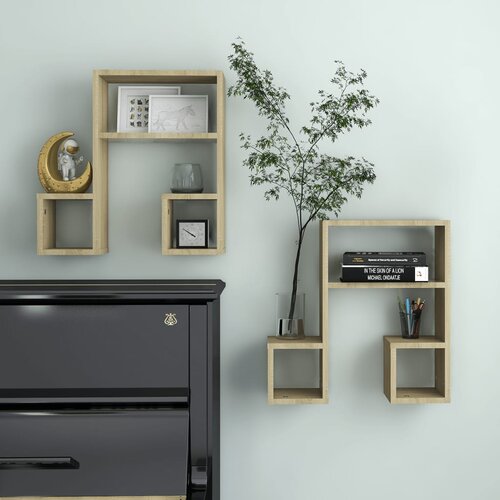 VidaXL Stenska polica 2 kosa sonoma hrast 50x15x50 cm iverna plo&amp;scaron;ča Slike