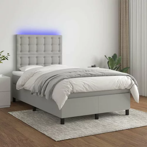  Box spring postelja z vzmetnico LED sv. siva 120x200 cm blago, (20937443)
