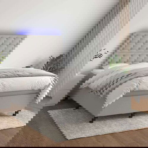  Krevet box spring s madracem LED svjetlosivi 120x200 cm tkanina Cijene
