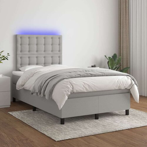  Krevet box spring s madracem LED svjetlosivi 120x200 cm tkanina Slike