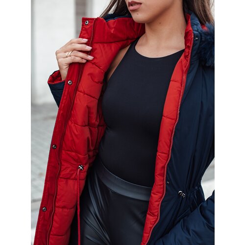 DStreet Women&amp;#039;s winter jacket TRENDNEL long quilted with fur blue Slike