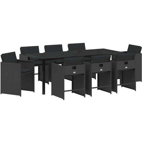 VidaXL Vrtni set za objed 9 pcs Crna poliratan Slike