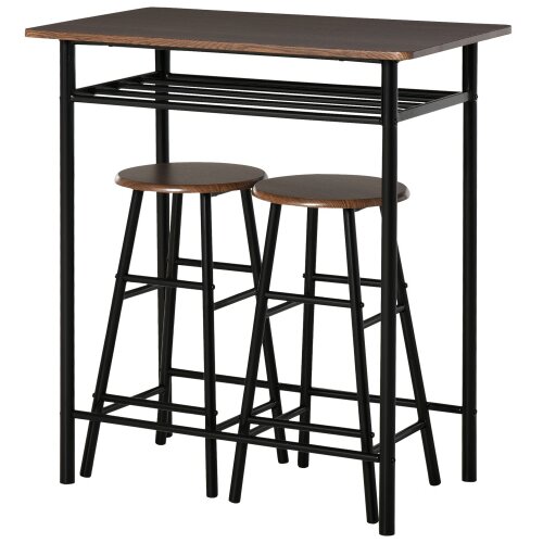 Nesta 3-delni barski set, črna, sestavljen iz barske mize in 2 barskih stolov, jedilna garnitura s shranjevalnim regalom, kovinska konstrukcija, 80&times;50&times;90, (5000493623) Cene