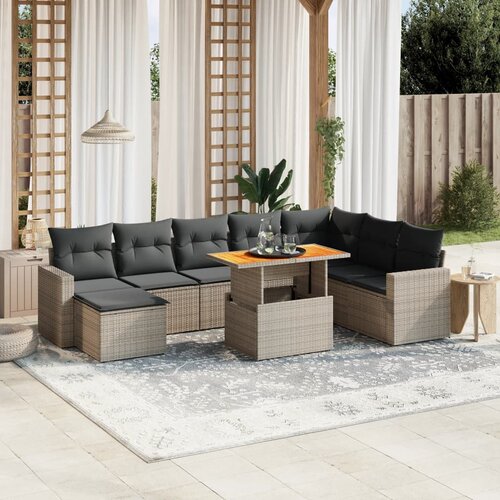 vidaXL 9-dijelni set vrtnih sofa od poliratana s jastucima sivi Cijene