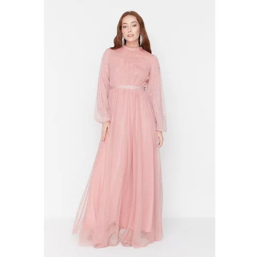 Trendyol Powder Sleeve Sequin Detailed Islamic Clothing Evening Dress