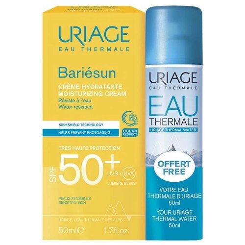 Uriage Bari&eacute;sun savr&scaron;en komplet za samotamnjenje Moisturising Cream SPF 50+ + Eau Thermale Thermal Water 2 x 50 ml Cijene