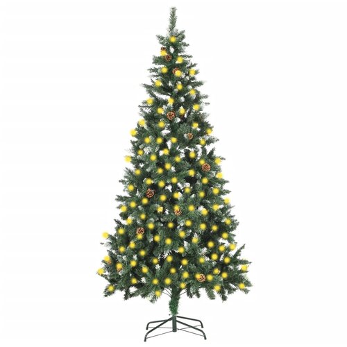 vidaXL Umjetno božićno drvce s LED svjetlima i šiškama 210 cm Cene