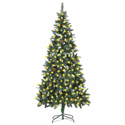 vidaXL Umjetno božićno drvce s LED svjetlima i šiškama 210 cm