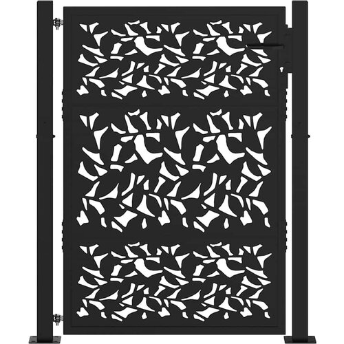  Vrtna vrata crna 105x130 cm dizajn čeličnog li&amp;scaron;ća Slike