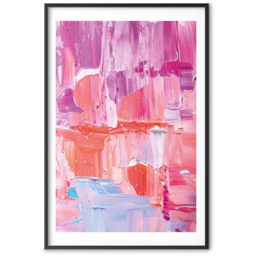  Plakat Colorful Strokes - intense shades of pink and purple on canvas 42x29.7 Crni okvir s margom Cene