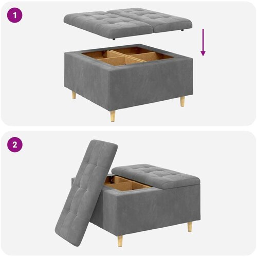  Stolica s dugmadi s jastukom Tamno siva 80 x 80 x 45 cm Bar&amp;scaron;un Slike