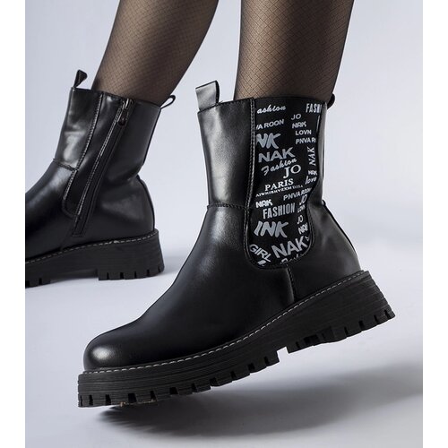 Gemre Black insulated ankle boots with Barbena lettering Cijene