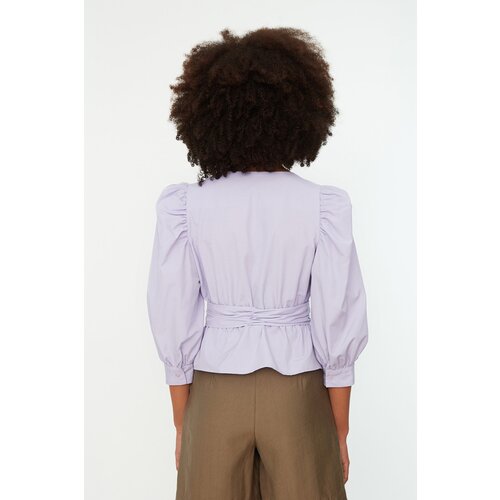 Trendyol Lilac Tie Detailed Double Breasted Blouse Cene